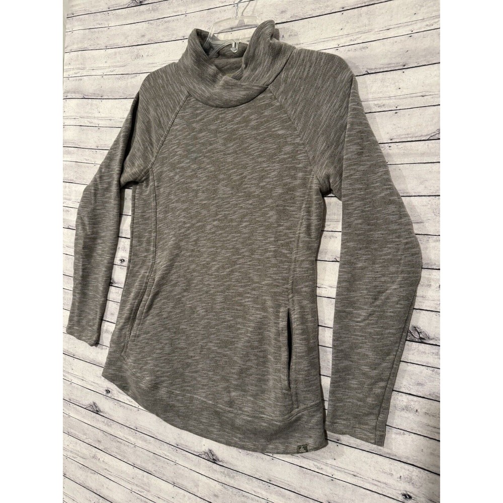 prAna Womens Calexa Tunic Sweater Sz XS Heather Green Pullover Active Pockets - Picture 2 of 15
